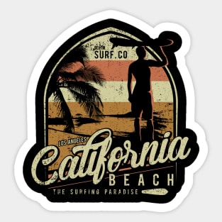 California Beach Surfer Lettering Sticker